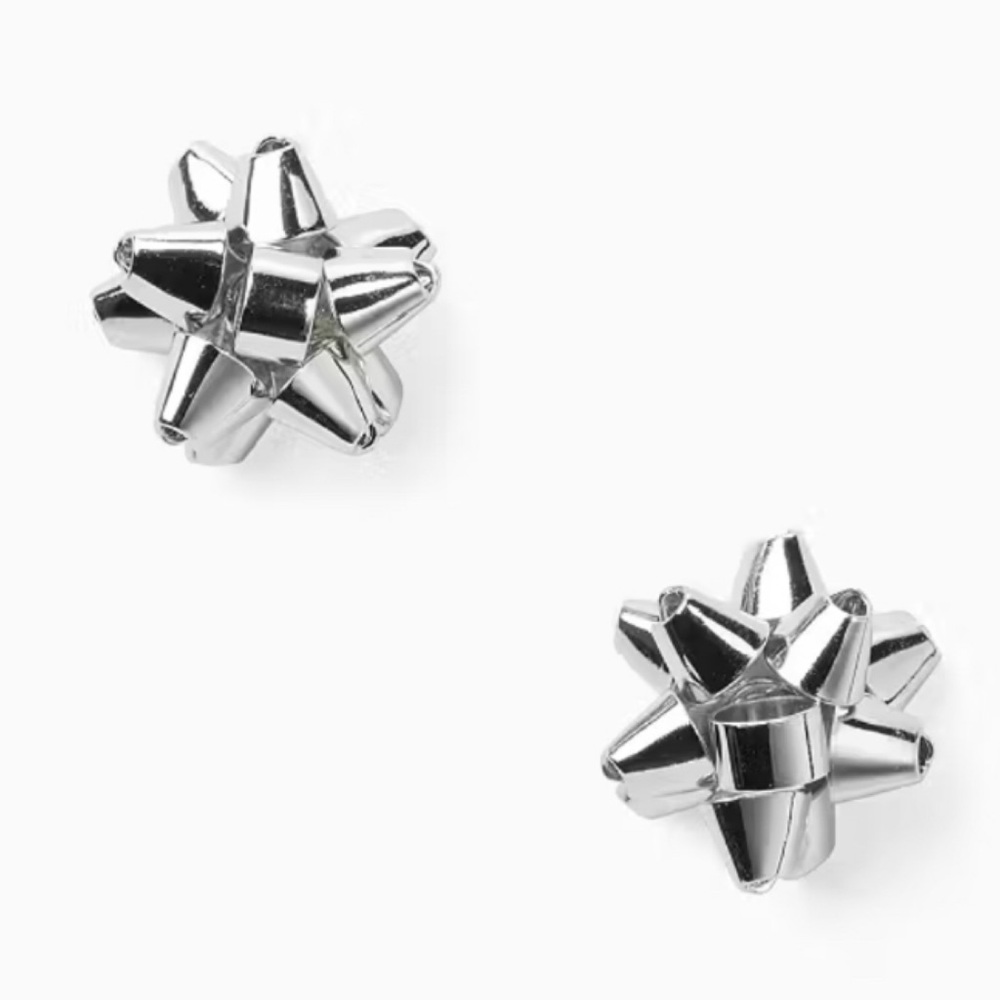 🆕 Kate Spade ♠️ Silver Bourgeois Bow Stud Earrings NWT New! Holiday